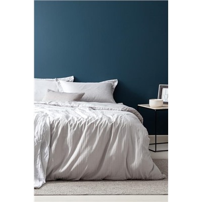 Elicia King Size Çizgili Saten Nevresim Takımı - Açık Gri