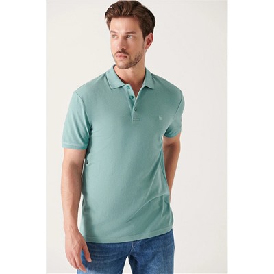 Avva Erkek Su Yeşili %100 Pamuk Serin Tutan Standart Fit Normal Kesim Polo Yaka T-shirt E001004