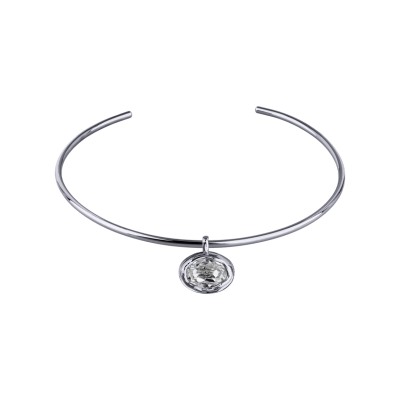 Колье-чокер Грация (кристаллы SW 18х13 белые; покрытие родий) 13см, Есть комплект