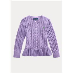 Girls 2-6x Cable Cotton Peplum Cardigan