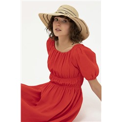 Kadın Kırmızı Dokuma Elbise