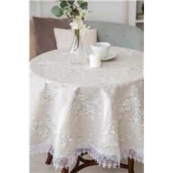 Скатерть Шантильи с кружевом круглая