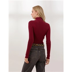 Balıkçı Yaka Bordo Slim Fit Basic Kazak