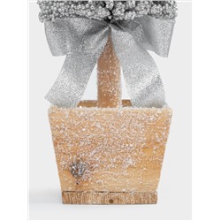 Ель искусственная, 42 см, с подсветкой, в горшке, пластик/дерево, серебристая, Interior silver