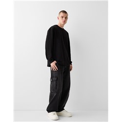 Faded dirty effect skater fit cargo jeans