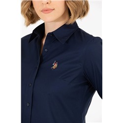 Kadın Lacivert Uzun Kollu Basic Gömlek