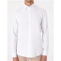 Beyaz Oxford Slim Fit Kolay Ütülenebilir Gömlek
