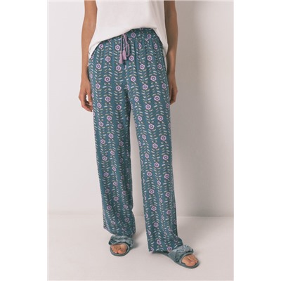Pantalón largo viscosa print flores