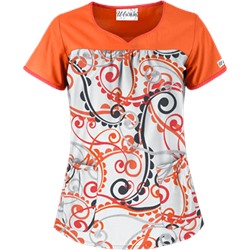 UA Cartwheels White Print Scrub Top
