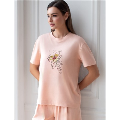 Футболка с принтом свободная из премиального 100% хлопка