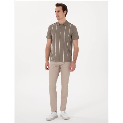 Bej Slim Fit Kanvas Pantolon