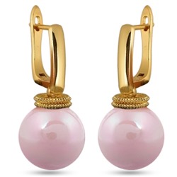 Серьги (Майорка 14мм розовая; покрытие золото), Есть комплект