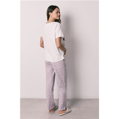 Pijama largo algodón Mafalda florecitas