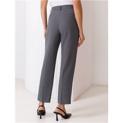 Укороченные брюки из фактурной черно-серой поливискозы с эластаном