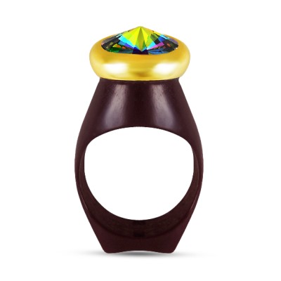 Кольцо Силиата (кристаллы SW зеленые хамелеон; покрытие золото)