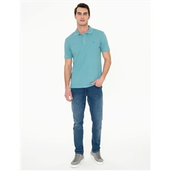 Çağla Yeşili Slim Fit Polo Yaka Basic Tişört