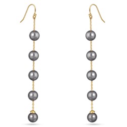 Серьги (Майорка темно-серая 8мм; покрытие золото), Есть комплект