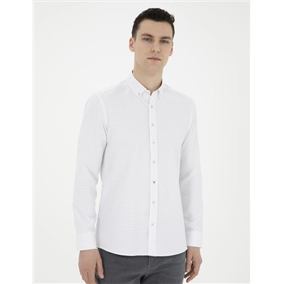 Bej Slim Fit Uzun Kollu Gömlek