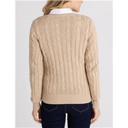 SOFT CABLE V-NECK SWEATER