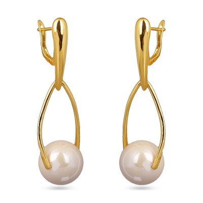 Серьги (Майорка 16мм нежный персик; покрытие золото), Есть комплект