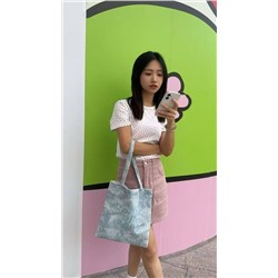 Тканевая сумка шопер в нежно-голубом цвете  Chane*l 🩷