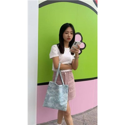 Тканевая сумка шопер в нежно-голубом цвете  Chane*l 🩷