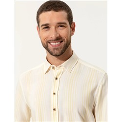 Sarı Slim Fit Uzun Kollu Gömlek