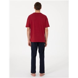 Bordo Kısakol Pijama Takımı