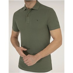 Haki Slim Fit  Polo Yaka Basic Tişört