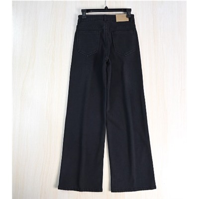 Повседневные брюки из денима plus из утолщенного стираного бархата с высокой талией