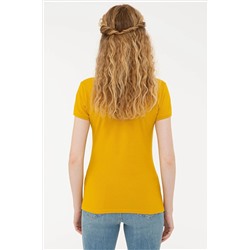 Kadın Sarı Basic Polo Yaka Tişört