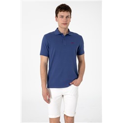 Erkek Regular Fit Polo Yaka Açık Lacivert Basic Tişört