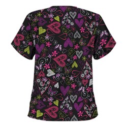 Happy Scrubs® Crazy Hearts Black Scrub Top