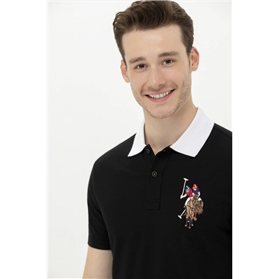 Erkek Siyah Basic Polo Yaka Tişört