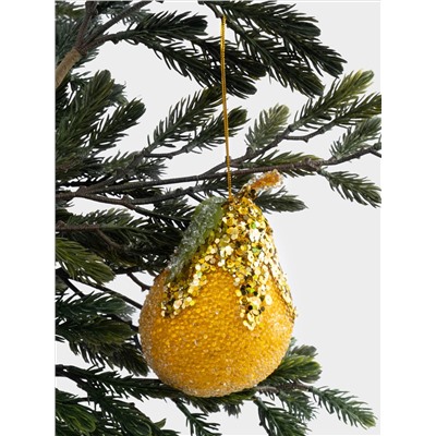 Игрушка елочная, 13 см, пенопласт/пластик, желтая, Груша, New year