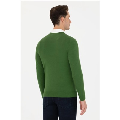 Erkek Yeşil Basic Kazak