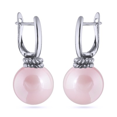 Серьги (Майорка 16мм розовая; покрытие родий), Есть комплект