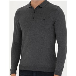 Antrasit Melanj Slim Fit Basic Kazak