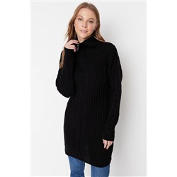 TRENDYOL MODEST Siyah Selanik Örgülü Fermuarlı Triko Kazak TCTAW23AK00017