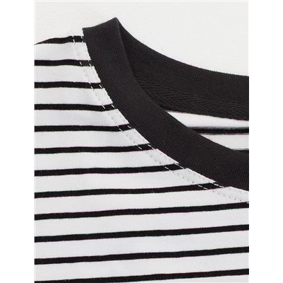 Лонгслив в полоску с принтом из премиального хлопка с эластаном