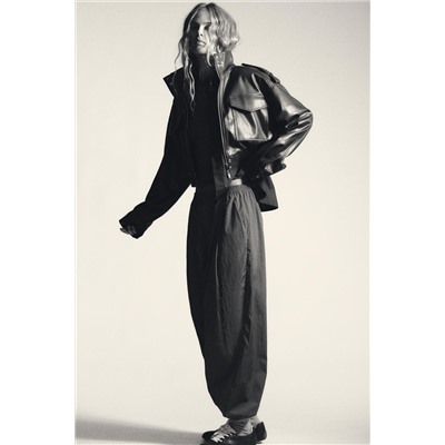 NYLON BALLOON TROUSERS WITH ELASTICATED CUFFS