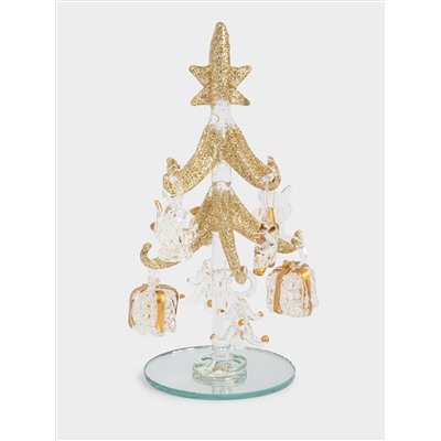 Статуэтка, 15 см, с подвесками, стекло, серебристая, Ель с игрушками, Event