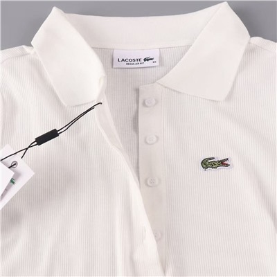 Однотонная хлопковая рубашка-поло с короткими рукавами 2 цвета ЛАКОСТ*Е