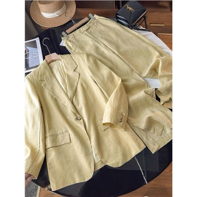 Женский льняной костюм пиджак + брюки (5 цветов) КО*С