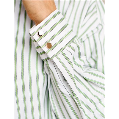 Блузка свободного силуэта в тонкую полоску из хлопка