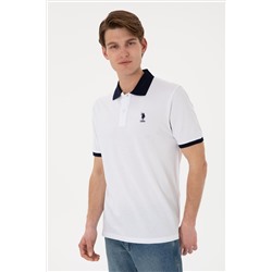 Erkek Regular Fit Polo Yaka Beyaz Basic Tişört