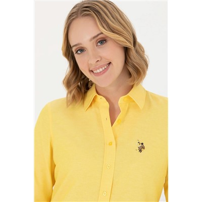 Kadın Sarı Uzun Kollu Basic Gömlek