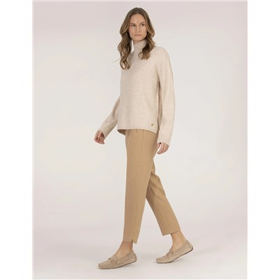 Balıkçı Yaka Krem Melanj Comfort Fit Basic Kazak