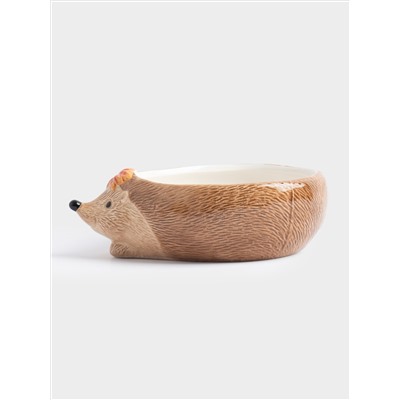 Конфетница, 21х15 см, керамика, коричневая, Еж с листом, Autumn forest