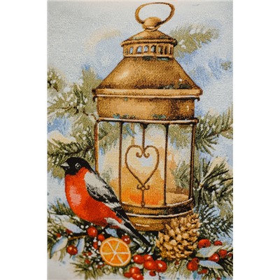 Наволочка 45х45 Снегирь с фонарем